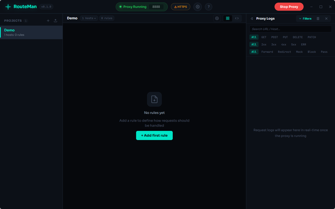 RouteMan main interface